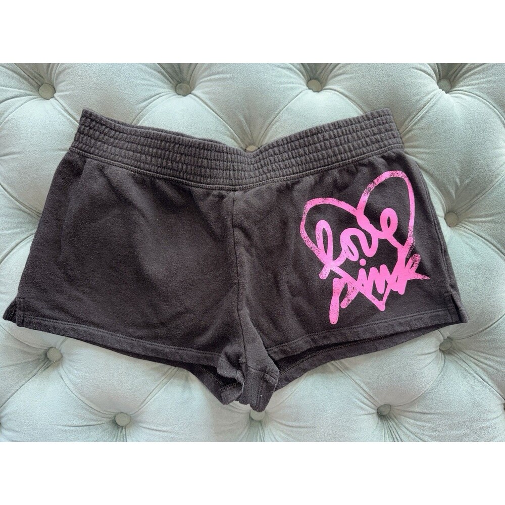 Victorias Secret Pink Vtg Y2K Black Love Pink Shorts Medium
